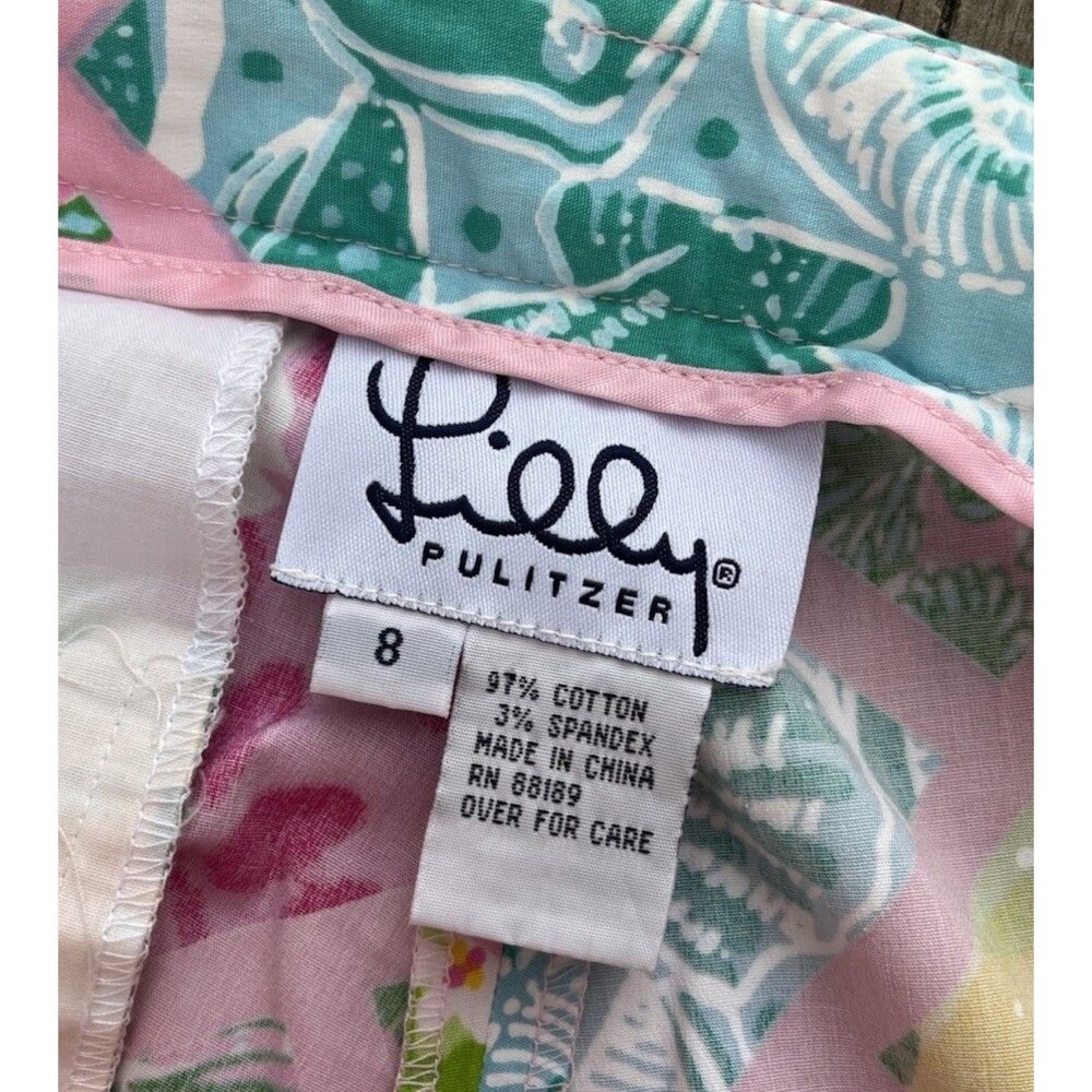 Lilly Pulitzer Women's 8 Tropical Patchwork Pants Floral Shells Crocodile - Picture 6 of 9